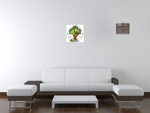 Obraz s hodinami Veselá sova na strome Rozmery: 30 x 30 cm