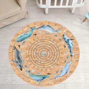 INSPIO-korkový koberec s menom - Detský koberec z korku - Veľryby s abecedou a číslami
