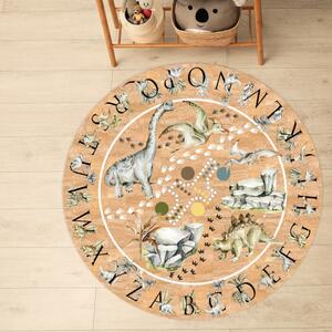 INSPIO-korkový koberec s menom - Kruhový koberec z korku - Dinosaury a abeceda