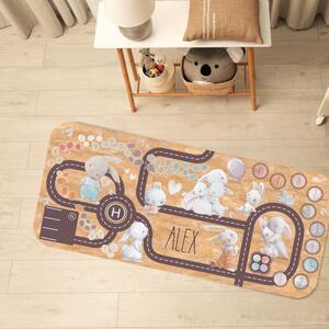 INSPIO-korkový koberec s menom - Detský koberec cesta so zajačikmi a menom dieťatka