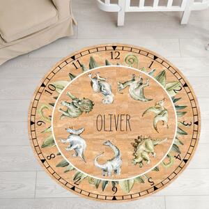 INSPIO-korkový koberec s menom - Detský koberec z korku - Dinosaury s menom a hodinkami