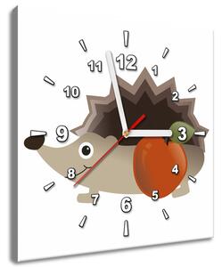 Obraz s hodinami Ježko s jabĺčkom Rozmery: 40 x 40 cm