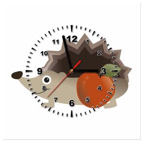 Obraz s hodinami Ježko s jabĺčkom Rozmery: 40 x 40 cm