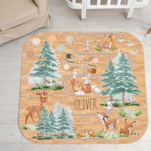 INSPIO-korkový koberec s menom - Detský korkový koberec - Kamaráti z lesa a hry pre deti