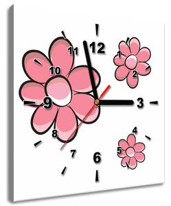 Obraz s hodinami Ružové kvietky Rozmery: 30 x 30 cm