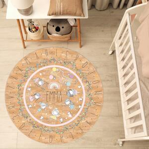 INSPIO-korkový koberec s menom - Okrúhly koberec pre deti s abecedou a vílami