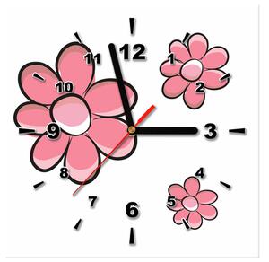 Obraz s hodinami Ružové kvietky Rozmery: 30 x 30 cm