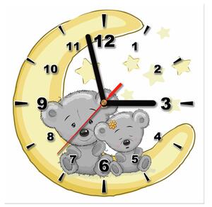 Obraz s hodinami Roztomilí mackovia na mesiaci Rozmery: 30 x 30 cm