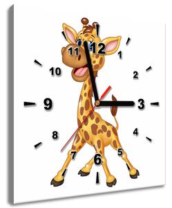 Obraz s hodinami Veľká žirafa Rozmery: 30 x 30 cm