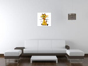 Obraz s hodinami Veselá žirafa Rozmery: 30 x 30 cm