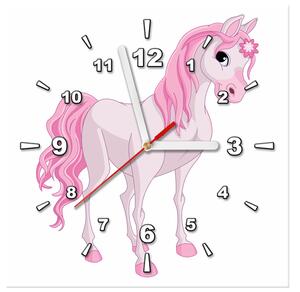 Obraz s hodinami Ružový koník Rozmery: 30 x 30 cm