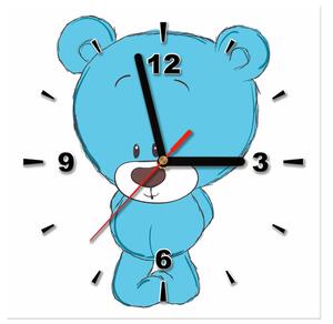 Obraz s hodinami Modrý macko Rozmery: 30 x 30 cm