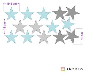 INSPIO-textilná prelepiteľná nálepka - Nálepky na stenu- Mentolové hviezdy