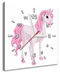Obraz s hodinami Ružový koník Rozmery: 30 x 30 cm