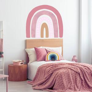 INSPIO-textilná prelepiteľná nálepka - Nálepka na stenu DÚHA v staro rúžových farbách pre dievčatá