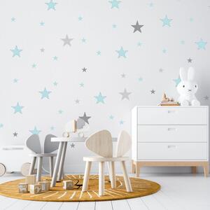 INSPIO-textilná prelepiteľná nálepka - Nálepka na stenu - Mentolové hviezdičky