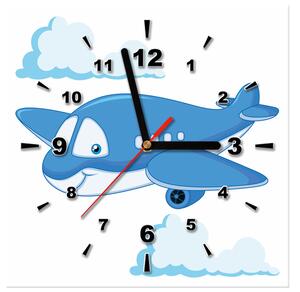 Obraz s hodinami Modré lietadlo Rozmery: 30 x 30 cm