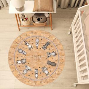 INSPIO-korkový koberec s menom - Koberec z korku - Zvieratká v zemitých farbách s abecedou
