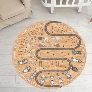 INSPIO-korkový koberec s menom - Korkový koberec pre deti - Zvieratká v zemitých odtieňoch