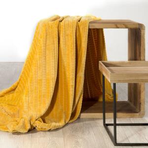Hebká horčicová deka CINDY2 so štvorcovým vzorom 170x210 cm