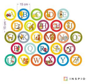 INSPIO-textilná prelepiteľná nálepka - Nálepky na stenu - Veľká abeceda v kruhoch
