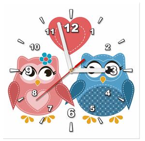 Obraz s hodinami Dve zamilované sovičky Rozmery: 30 x 30 cm