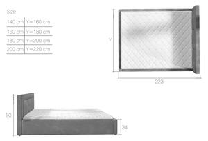 Moderná posteľ Bregen 200x200cm, šedá