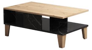 Dizajnový konferenčný stolík Fianna 90 cm dub / čierny mramor