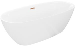 Mexen Luvo Slim, voľne stojaca vaňa 170 × 75 cm, biela lesklá, medený prepad, 52801707500-65