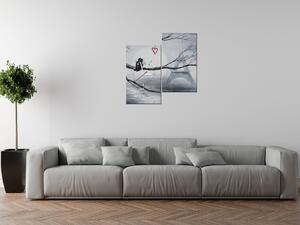 Obraz s hodinami Vtáčia romantika v Paríži - 2 dielny Rozmery: 60 x 60 cm