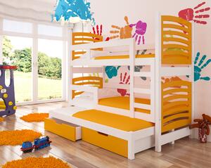 Detská poschodová posteľ Sonno, biela / oranžová + matrace ZADARMO!