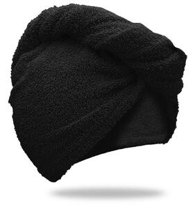 Rýchloschnúci froté turban na vlasy čierny