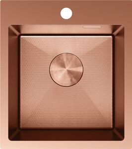Mexen Solix, 1-komorový nerezový drez 400 x 450 mm, brúsená meď, vzor voština, 6401401000-65HC