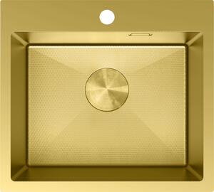 Mexen Solix, 1-komorový nerezový drez 500 x 450 mm, brúsená zlatá, vzor voština, 6402501000-55HC