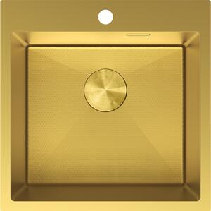 Mexen Solix, 1-komorový nerezový drez 500 x 500 mm, brúsená zlatá, vzor voština, 6407501000-55HC