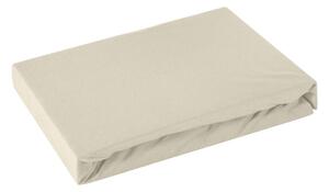 Béžová bavlnená jersey posteľná plachta 120x200+25 cm