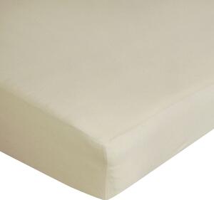 Béžová bavlnená jersey posteľná plachta 90x200+25 cm