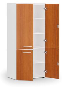 Kancelárska policová skriňa PRIMO WHITE, polené dvere, 1781 x 800 x 500 mm, biela/čerešňa
