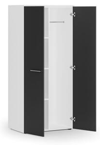Kancelárska šatníková skriňa PRIMO WHITE, 3 police, šatníková tyč, 1781 x 800 x 500 mm, biela/grafit