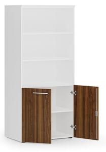 Kombinovaná kancelárska skriňa PRIMO WHITE, nízke dvere, 1781 x 800 x 500 mm, biela/orech