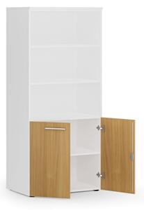Kombinovaná kancelárska skriňa PRIMO WHITE, nízke dvere, 1781 x 800 x 500 mm, biela/buk