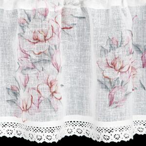 Vitrážková záclona SUZY zdobená kvetmi 150 x 30 cm