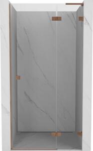 Mexen Lunar L, pravé otočné sprchové dvere 70 cm, 8mm číre sklo, medený matný profil, 834L-070-000-65-00-P
