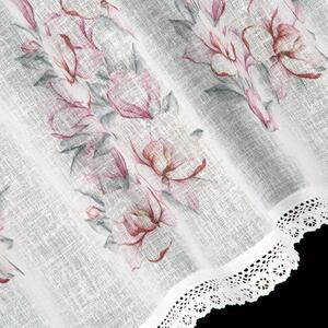 Vitrážková záclona SUZY zdobená kvetmi 150x60 cm
