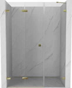 Mexen Lunar-F, skladacie ľavé sprchové dvere 110 cm, číre sklo, zlatý profil, 836S-110-050-50-00-L