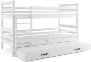 Poschodová posteľ ERYK 3 + matrac + rošt ZADARMO, 90x200 cm, biely, biela