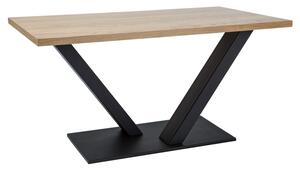 Čierny jedálenský stôl s dubovou doskou VECTOR 150x90