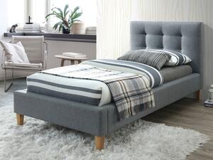 Sivá čalúnená posteľ TEXAS 90 x 200 cm