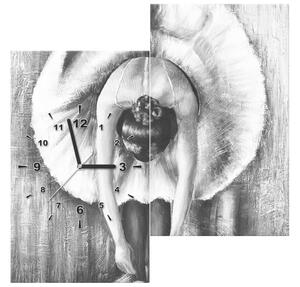 Gario 2 dielny obraz s hodinami Šedá rozcvička baletky Veľkosť: 60 x 60 cm
