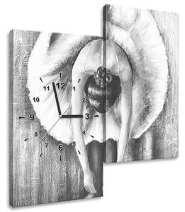 Gario 2 dielny obraz s hodinami Šedá rozcvička baletky Veľkosť: 60 x 60 cm